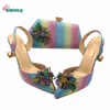 Sukienka Buty Wysokiej Jakości New Arrivals Multi Color Włoski Design Dopasowywanie Torba Zestaw Dojrzałe Styl Afryki Damskie Pompy dla 220303