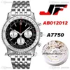 JF AB012012 ETA A7750 Chronographe automatique Montre pour homme Cadran blanc intérieur noir Sous-cadran argenté Bracelet en acier inoxydable Super Edition Montres Puretime A1