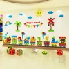 Cartoon Train Animal Wall Stickers 3D Barn rum Vägglayout Självhäftande babyrum Kindergarten Dekoration T200421
