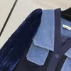 Autumn and Winte Retro Washed Denim Cotton Jacket Stitching Small Jacket Three-dimensional Diamond Stitching Velvet Sleeve Stitching FD370