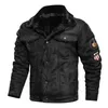 Vestes et manteaux pour hommes Style rétro Veste en cuir en daim Hommes Veste de moto en cuir Doublé de fourrure Manteau chaud Winter Velvet Overcoat 201118