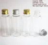 50 x 50 ml flache Schulter-PET-Flaschen mit Reduzierstopfen, ml nachfüllbare transparente Kunststoffflasche für ätherisches Hydrosolöl