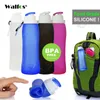 WALFOS Grado Alimenticio 500 ML Creativo Plegable Plegable Bebida de Silicona Deporte Botella de Agua Camping Viajes Botella de Bicicleta de Plástico 201106