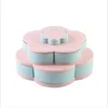 Candy Snack Organizer Box Plat Tray Rotary Snack Storage Boxes Creative Flower Shaped Double-Deck Nut Fase Fruit Plate Practical Case B7704