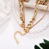 2020 Vintage Layered Ketten Halsketten Für Frauen Gold Farbe Legierung Link Ketten Acryl Perle Halsketten Mode Schmuck Großhandel