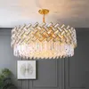 Post Nowoczesna metalowa lampa wisiorka American Proste luksusowe okrągłe połysk kryształowe światła wiszące do foyer jadalnia wystrój sypialni E14 Lampa LED