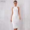 Adyce Sommer Weiß Frauen Bodycon Verband Kleid Elegante Tank Sexy Ärmellose Club Berühmtheit Abend Landebahn Party Kleider 220215