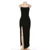 Backless Sexy Pasp Split Summer Dres Elastic Long Es Sleveless Camisole Clubwear Evening Party's Women's Srains 220215