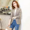 Женские костюмы Blazers British Style Slim Женские клетки Preppy Старинные Случайные 2022 Свободные Одиночные Куртки Все-Матч