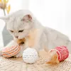 7pcs Set Pet Cat Toys Tüy Keten Ara Cher Teaser Stick Etkileşimli Ahşap Çubuk Fare Oyuncak LJ201125