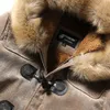 Fashion- Mens Zimowy Jeleń Aksamitna Bluzka Skóry Zagęszczająca Outwear Top Bluzka Parka