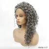 Afro kinky encaracolado peruca dianteira do laço sintético cinza escuro simulação cabelo humano perucas dianteiras do laço 1426 polegadas pelucas para mulher 194181178370854