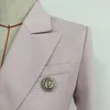 Высокое качество новейшие модные дизайнер Blazer женские двойные погружные металлические кнопки льва толстые тонкий фитинг блейзер куртка 201114