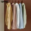 Toppies vita blusar toppar kvinnor koreanska långärmad skjortor asymetriska bomullströjor fast färg 2020 Spring LJ200813