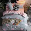 Solstice Cartoon Pink Love Symbol Conjuntos de cama 3/4 peças forros de cama infantil menino menina e adulto capa de edredom lençol fronha C1018
