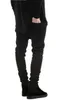 Godlikeu Mens rippade jeans Destribued Distressed Stretch Black Elasitc Skinny Denim Pants230m