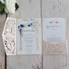 Inviti di nozze rustici Matrimonio Quinceanera Foglia verde scuro Fiore Taglio laser Stampa personalizzata Multi colori Diserbo Fornitura H1231