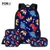 Forudesigns Cartoon Dinosaur School Bags för Girls Barnskolan Ryggsäck 3PCS / Set Barn Skolvaror Ortopediska Tjej Ryggsäckar LJ201225