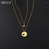 Pendant Necklaces SRCOI Personalized Mother Daughter Necklace Set Gold Color Heart Cut Out Stainless Steel Jewelry As Christmas Year1