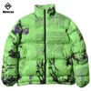 Parka Down Jacket Japanese Cartoon Graffiti Imprimer Hommes Hiver Veste Rembourrée Coupe-Vent Streetwear Harajuku Manteau Hip Hop Outwear 201127