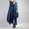 Trench da donna all'ingrosso - Johnature Cappotto in denim da donna 2021 Autunno Inverno Tasche Manica lunga Blu Taglie forti Abbigliamento Button Trench1