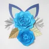 Decorative Flowers & Wreaths Cardstock Blue DIY Paper Leaves Ears Set Backdrop For Baby Shower Kids Birthday Nursery Wall Deco Video Tutoria