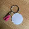 Kreativer Schlüsselanhänger, 4 cm leere Scheibe mit 3 cm Wildleder-Quaste, Vinyl-Schlüsselanhänger, durchsichtiger Acryl-Scheiben-Quasten-Schlüsselanhänger
