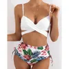 Women's Swimwear 2022 Sexy Three Pieces Bikini Set Cover Up Women Swimsuit Print Long Sleeve Bathing Suit Beachwear Swimming Biquini