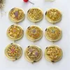 Golden Color Hollowing Out Cosmetic Mirror Retro Crystal Two Sided Folding Lovely Portable Small Mirrors Pocket Makeup Tools 5 5ts H1