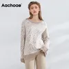 Aachoae Zebra Striped Print Vintage Pull Femmes O Cou Automne Hiver Tricoté Pull Casual Manches Longues Dames Pulls LJ201113