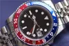Relógio de pulso masculino azul vermelho moldura de cerâmica aço inoxidável relógio Pepsi movimento automático limitado Jubilee Master Montre Femme204u