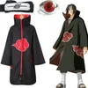 Anime kostymer naruto akatsuki cloak cosplay kostym uchiha itachi ring huvudband kvinnor män gåvor1
