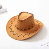 Vuxna Cowboy Mössor Suede Western Knight Hat Brim Caps Outdoor Summer Beach Travel Hat
