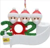 2020 ornements de quarantaine de Noël cadeau personnalisé survivant famille accrocher décoration bonhomme de neige pendentif avec masque facial désinfectant pour les mains
