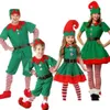 Ensembles de vêtements de Noël Costume de lutin de Noël pour enfants costumes cosplay parent-enfant Halloween adultes hommes et femmes vert