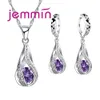 Top Quality 925 Sterling Silver Wedding Party Jewelry Sets Multiple Color Crystals Pendant Necklace Earrings3335943