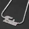 Unique Fashion Custome Name Letter Necklace Gold Plated Bling Icy CZ Letter Pendant Necklace With 4mm 20inch CZ Tennis Chain for Men Women