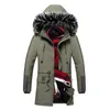 Winter Mens Parkas Jacket Long Coat Outdoor Jacket Fur Collar Hooded Windproof Overcoat Mens Jackets Slim Fit Warm Coat 201127