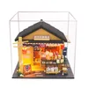 Japanese Style Grocery Store 3D Wooden Dollhouse Miniaturas with Furnitures DIY doll house kit toy for Children Brithday gift LJ200909
