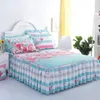 Nordische romantische Blumenmuster Bettwäsche Sets Baumwolle gekräuseltes Bett Rock Königin Deckblatt Home Dekoration3100509