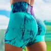 Women Push Up Tie Dye Print Yoga Shorts Women Basic Slip Bike Shorts Compression Workout Leggings Yoga