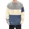 Mode- Herren-Pullover mit Rundhalsausschnitt, Herbst/Winter, koreanische Version, farblich passender, langärmliger Pull-Over-Pullover, lässiges, lockeres Oberteil