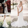 Country Style Full Lace Boho Plus Size Mermaid Wedding Dresses Spaghetti Straps Beach Bridal Gowns Court Train Wedding Dress Vestidos
