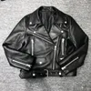 Nya höstkvinnor pu läderjacka kvinna blixtlås bälte kort kappa kvinnlig svart punkbomber faux läder outwear310o