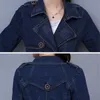 Kadın Ceketler 2022 Sonbahar Denim Ceket Ceket Kadınlar Kruvaze Tam Kollu Vintage Rüzgarlık Kadın Uzun Jean Giyim R640 Tops