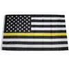 Bannières de drapeaux de ligne jaune mince américaine des États-Unis 3 'x 5'ft 100D polyester couleur vive avec deux œillets en laiton
