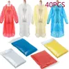 40 pcs descartáveis ​​Raincoat adulto emergência impermeável chuva casaco hood poncho viajar camping deve chuva casaco unisex raindwear # lr2 201110