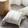 Europeisk stil Fourcorner spetsar Tassel Cushion Office Lumbal Pillow Cotton Tufted Custom SOFA Pudowcase Chair Pad 2112295193828