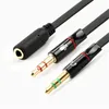 35mm Audio Cables Jack Headphones Adapter Convertors for PC Female with Headphone Microphone transform to 2 Dual 35mm Male Y Spl4044226