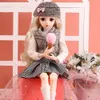 1/4 BJD Doll 45CM 18 Ball Jointed Dolls With Full Fashion Outfits Clothes Set Hat Shoes Wig Makeup Girls DIY Dress UP Toys LJ201031